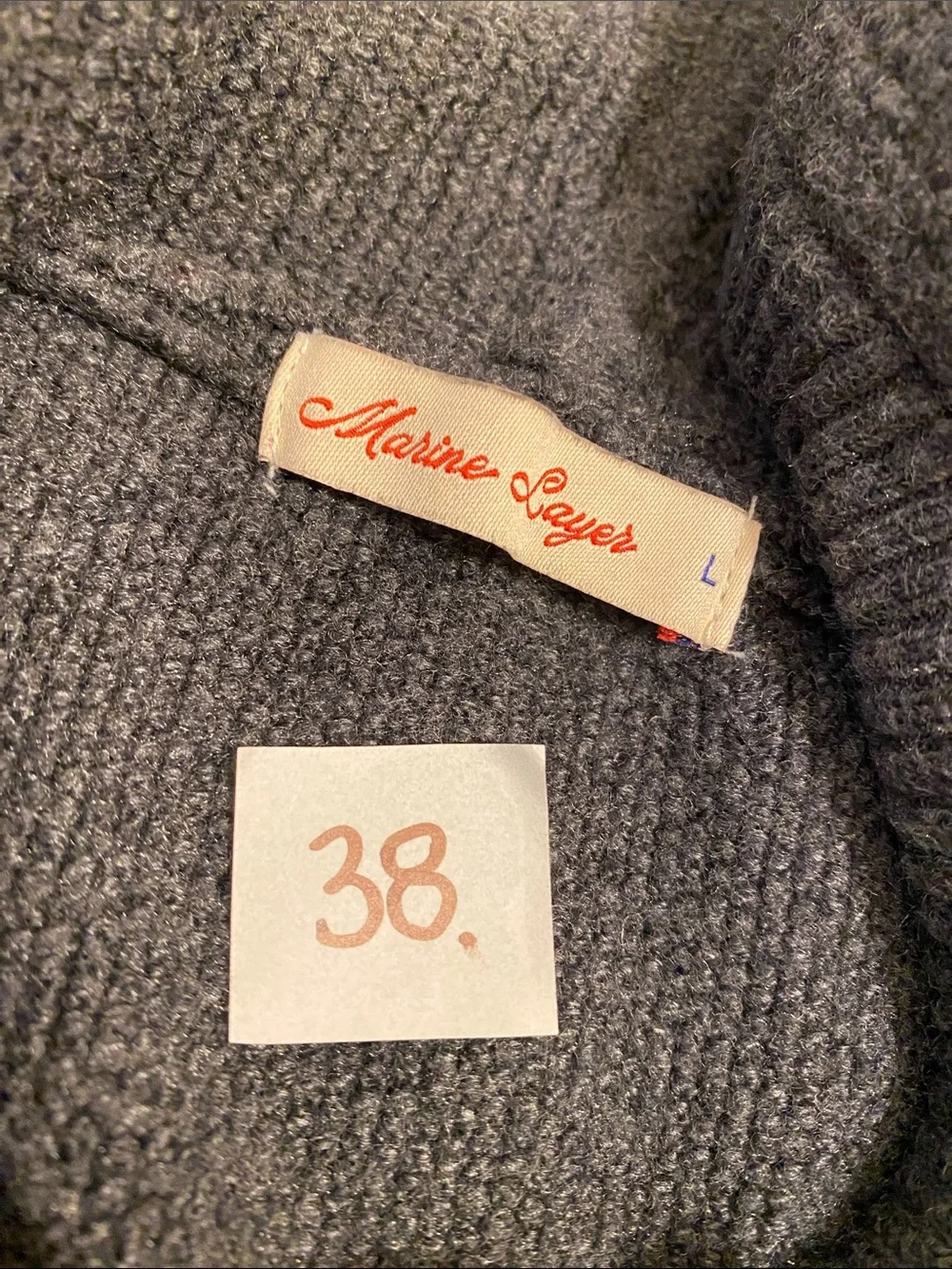 Marine Layer Men's Charcoal Crewneck Hoodie Sweater. Size L